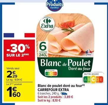 carrefour - blanc de poulet doré au four extra