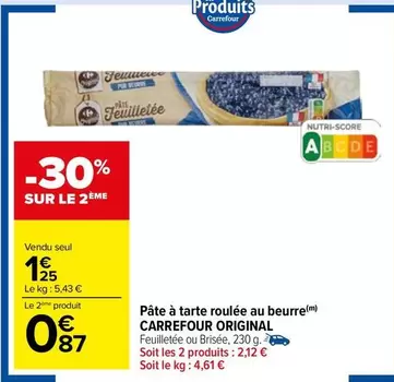 Carrefour - Pâte À Tarte Roulée Au Beurre