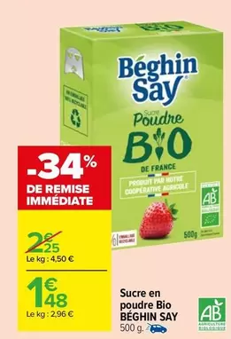 Beghin Say - Sucre En Poudre Bio