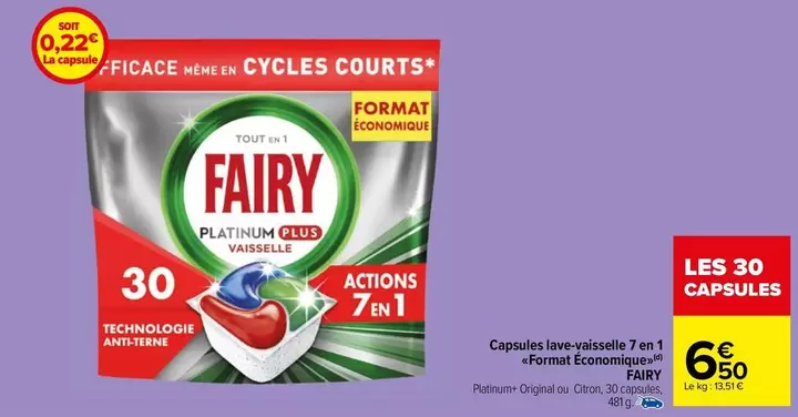 Fairy Capsules Lave-vaisselle 7 En 1 - Format Économique : Efficacité et Économie pour votre Vaisselle