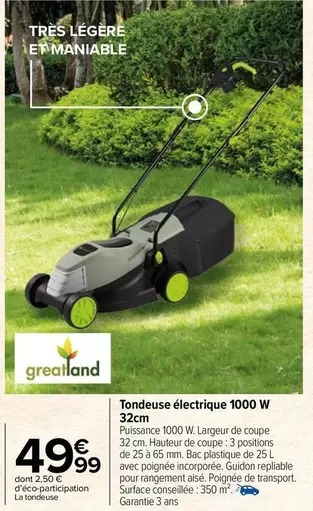 grealand - Tondeuse Électrique 1000 W 32cm