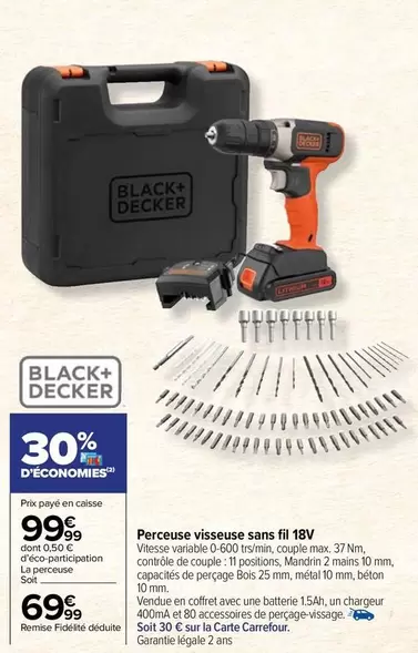 black & decker - perceuse visseuse sans fil 18v