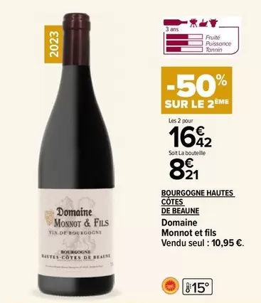 Domaine Monnot & Fils - Bourgogne Hautes Cotes De Beaune : Un vin d'exception aux caractéristiques raffinées