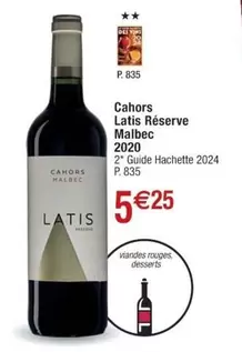 Cahors Latis Réserve Malbec 2020