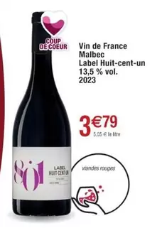 Vin De France Malbec Label Huît-cent-un