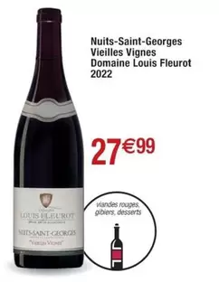 Domaine Louis Fleurot Nuits-Saint-Georges Vieilles Vignes 2022 - Vin d'exception aux caractéristiques uniques