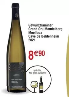 Cave de Beblenheim - Gewurztraminer Grand Cru Mandelberg 2021 : Un vin d'exception aux arômes floraux et épicés