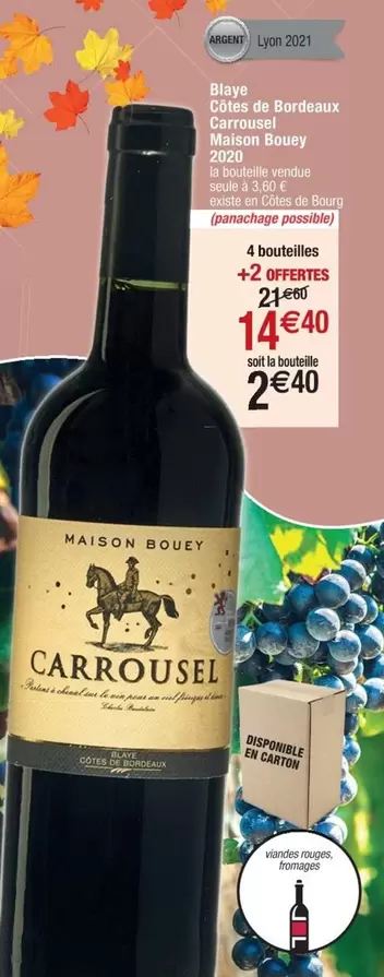 Maison Bouey - Ensemble 4 Bourbon Bouey + 2 Taies D'Oreillers en promotion