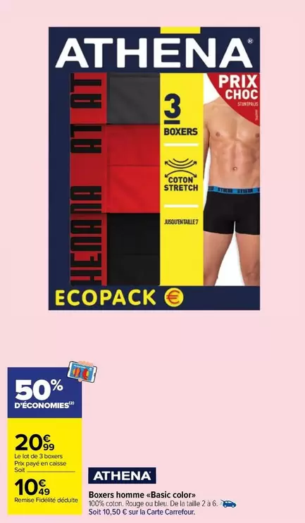 Carrefour - Athena - Boxers Homme Étac Color