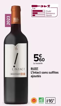 buzet - l'intact sans sulfites ajoutés