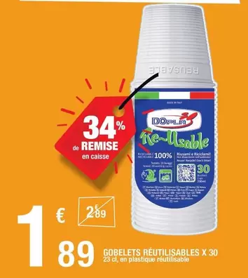 Dopoplast - Gobelets Réutilisables X 30