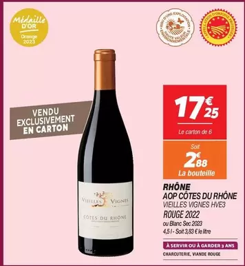 Côtes Du Rhône Vieilles Vignes H/E3 Rouge 2022 - AOP Orange Rhône