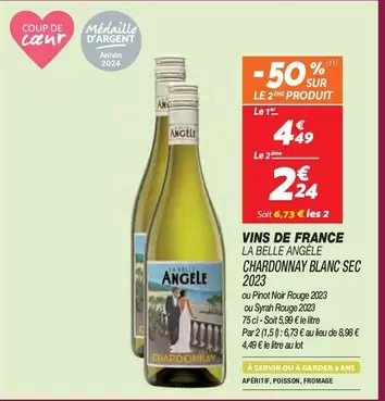 Vins De France La Belle Angée Chardonnay Blanc Sec 2023 - Un Chardonnay frais et élégant pour vos apéritifs