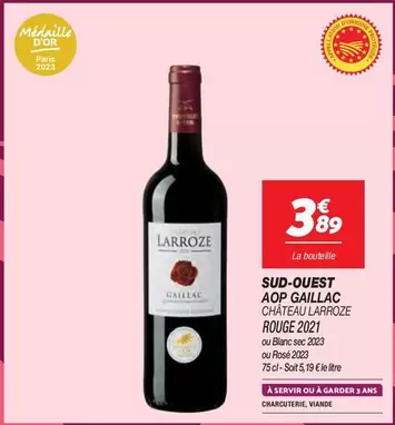 Chateau Larrozze - Sud-Ouest AOP Gaillac Rouge 2021 : Un vin rouge élégant aux arômes riches du terroir.