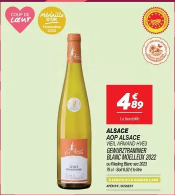 Alsace AOP Gewurztraminer Blanc Moelleux 2022 - Un vin doux et aromatique à découvrir!