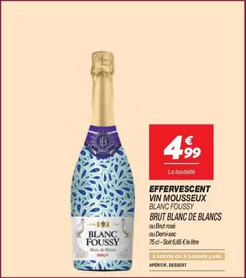 Brut Effervescent Vin Mousseux Blanc Foussy Blanc De Blancs - Un délice pétillant à découvrir