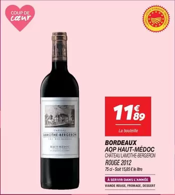 Château Mouthe-Bergeron - Bordeaux AOP Haut-Médoc Rouge : Vin rouge élégant et raffiné