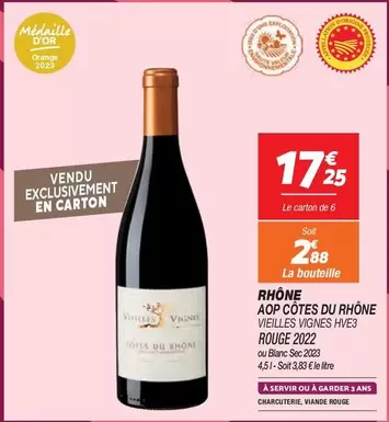 Orange - Rhône AOP Côtes du Veilles Vignes HVE3 Rouge 2022 - Vin Rouge de Qualité