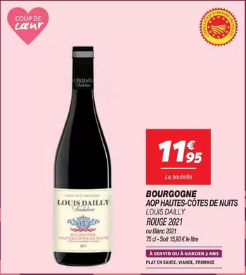 Louis Dally Bourgogne AOP Hautes-Côtes de Nuits Rouge 2021 - Vin Rouge Élégant et Fruité