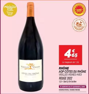 Côtes du Rhône AOP Vieilles Vignes HVE3 Rouge 2022 - Vin Rouge d'Orange en Promotion