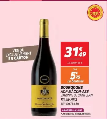 Saint Jean Mâcon-Azé Marone de Rouge 2023 - Bourgogne AOP, Vin Rouge d'Exception