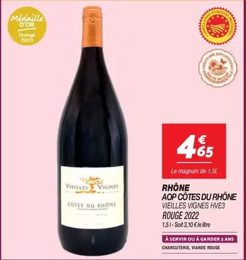 Côtes Du Rhône Vieilles Vignes HVE3 Rouge 2022 - AOP Orange - Promo Exceptionnelle