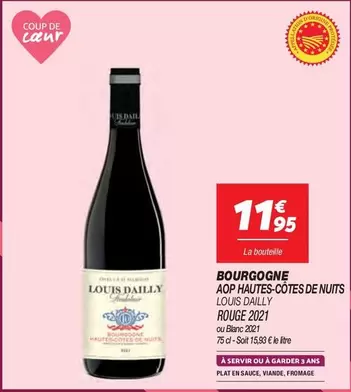 Louis Daille Bourgogne AOP Hautes-Côtes de Nuits - Vin Rouge Équilibré et Fruité, Idéal pour vos Repas