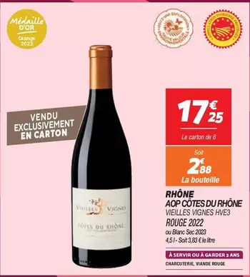 Côtes du Rhône AOP Vieilles Vignes HVE3 Rouge 2022 - Orange - Promo Spéciale