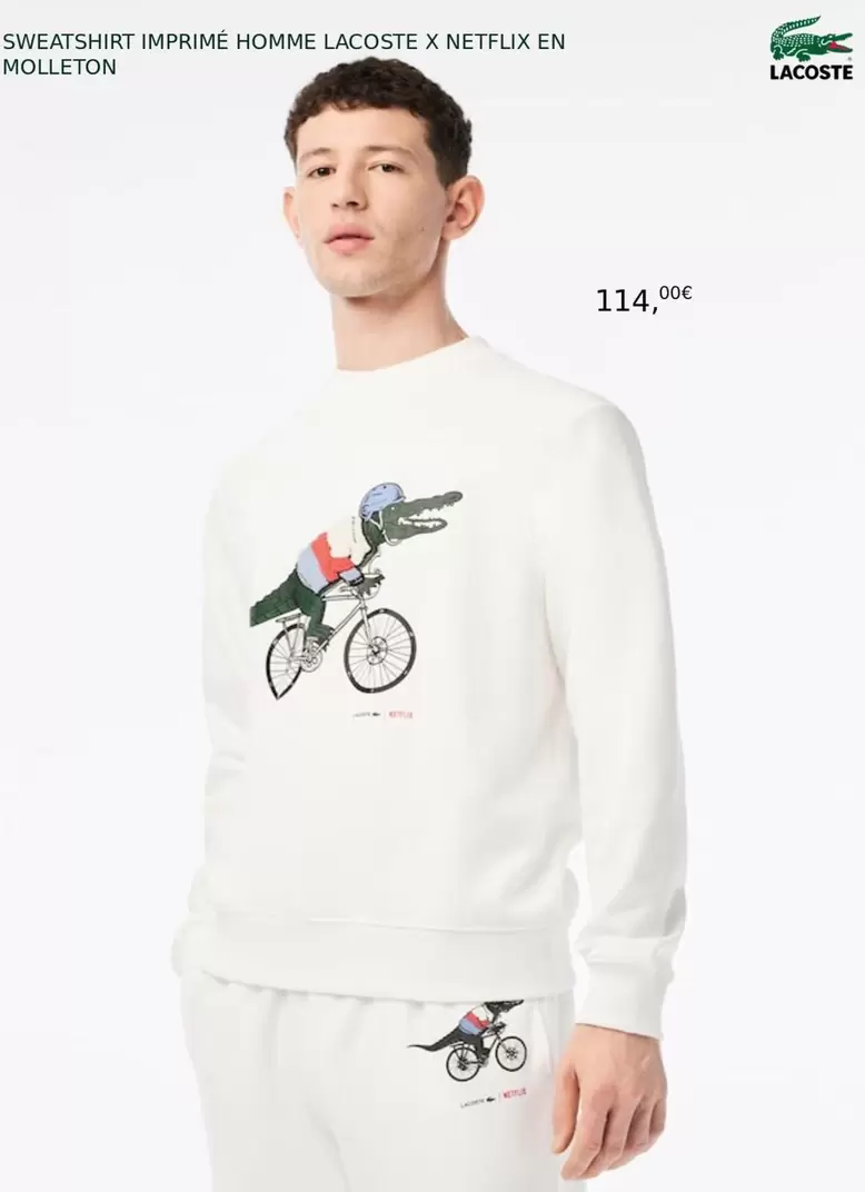 Lacoste - Sweatshirt Imprime Homme X Nettlux En Molleton offre à 114€ sur Lacoste