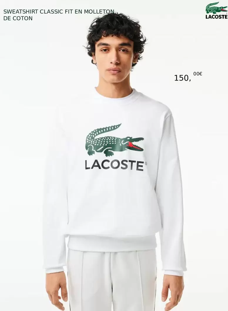 Lacoste - SWEATSHIRT CLASSIC FIT EN MOLLETON DE COTON offre à 150€ sur Lacoste