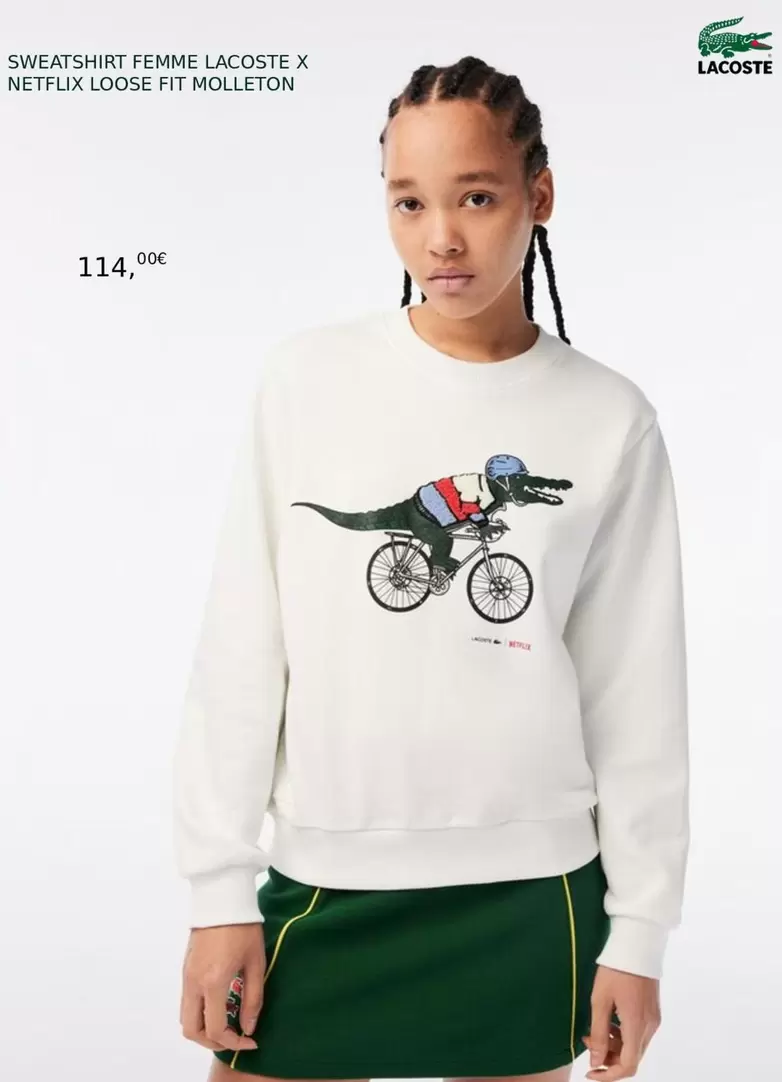 Lacoste - SWEATSHIRT FEMME X NETFLIX LOOSE FIT MOLLETON  offre à 114€ sur Lacoste