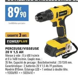 Power plus - Perceuse/visseuse 20 V 1,5 Ah