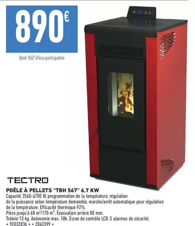 Poêle à pellets Tectro TBH 567 - Puissance 6,7 kW