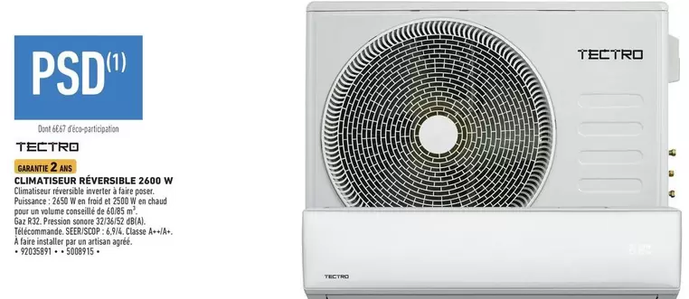 Tectro - Climatisier Revesible 2,600 W