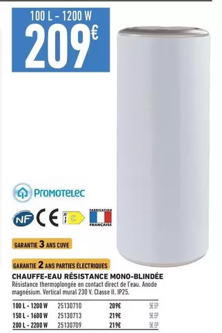 Npce - Chauffe-eau Resistance Mono-Blindée