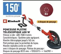 Einhell - Ponceuse Plátre Télescopique 600 W