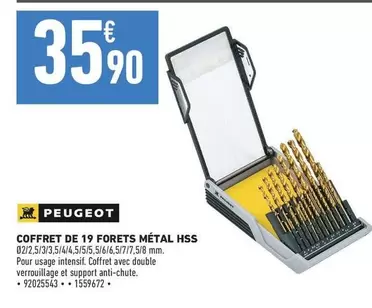 Peugeot - Coffret De 19 Forets Métal Hss