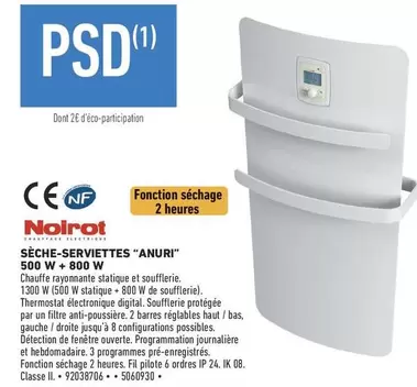 Noirot - Sèche-serviettes "Anuri" 500 W +800 W