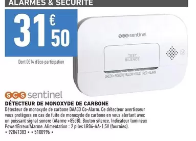 Signal - Ses Sentinel : Détecteur de Monoxyde de Carbone avec promotion et caractéristiques avancées