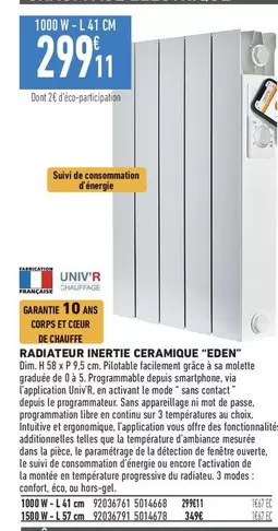 Dim - Univ - Radiateur Inertie Ceramique "edn"