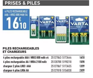 Varta - Piles Rechargeables Et Chargeurs