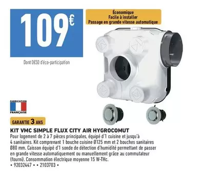 Kit Vmc Simple Flux City Air Hygrocomut