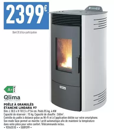 Promo Poêle à Granulés Étanche Lindara 97 - Qlima