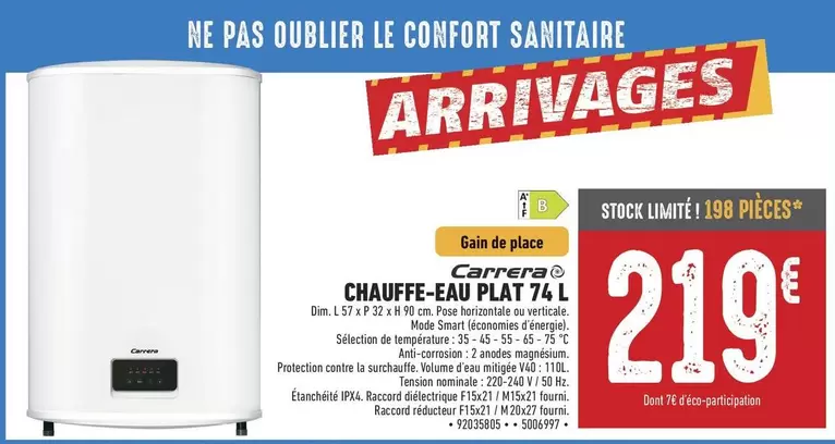 Dim - Chauffe-eau Plat 74l