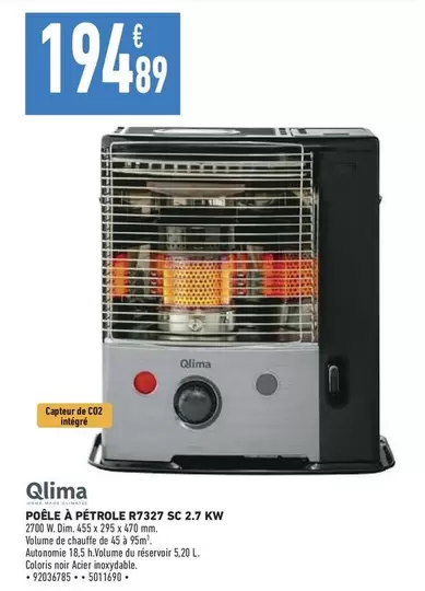 Dim - Qlima - Poêle À Pétrolle R7327 5c 2.7 Kw