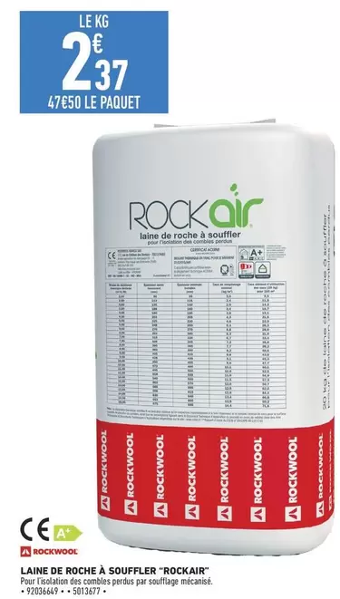 3M Rockoir - Laine de Roche à Souffler 'Riockair' - Isolation thermique et acoustique, facile à appliquer