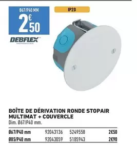 Boîte de Dérivation Ronde Stopair Multimat + Couvercle - Dim Debblex