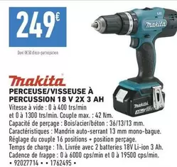 Makita Perceuse/Visseuse à Percussion 18 V avec 2 batteries de 3 Ah - Performance et puissance pour tous vos projets