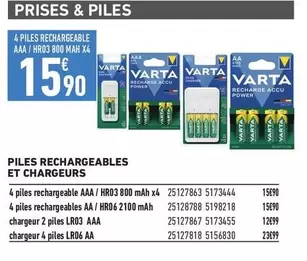 Varta - Piles Rechargeables Et Chargeurs