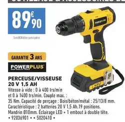 power plus - perceuse/visseuse 20 v 1,5 ah